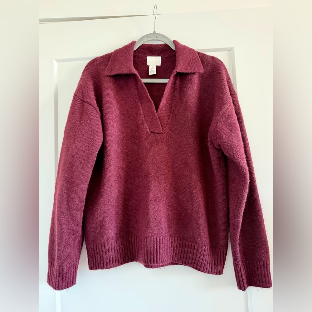 H&M Burgundy V-Neck Sweater